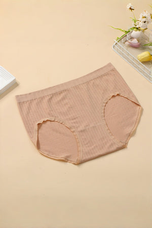 Plus Size Textured Stripe Second-Skin Seamless Modal Mid-Rise Brief Panty💖 My Favorite Bra